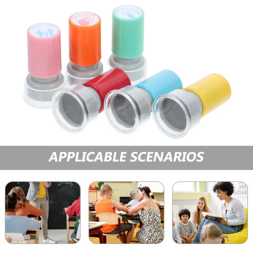 Smile Homework Stamp Set, Assorted Colors, 6 Pieces for Classroom and Office Use 2