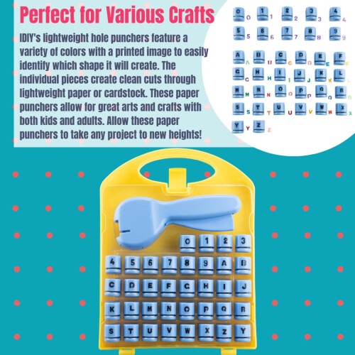 Perforatori per carta da scrapbooking - Set di 37 mini perforatori con custodia e supporto - Lettere e numeri 2
