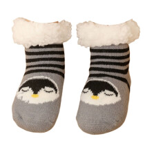AUQ Socks Coral Plush Fuzzy Socks,Lightweight Girls Socks for All-Day Warmth,Penguin,Aged 3-6 Years