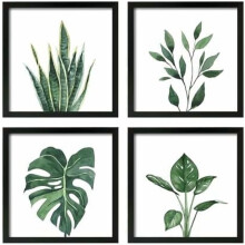 Botanische Wandkunst, Salbeigrün, Acryl, 8x8 Zoll, 4er-Pack