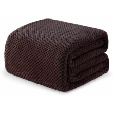 Fleece Twin Blanket, 90x66", Waffle-Textured, Super Soft & Lightweight – Coffee (Compatible with Couch, Sofa, Bed)