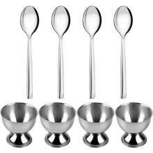 Egg Cup Set Egg Holders for Soft Hard Boiled Eggs with 4 Stainless Steel Egg Cups 4 Egg Spoons