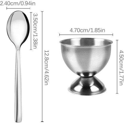 Egg Cup Set Egg Holders for Soft Hard Boiled Eggs with 4 Stainless Steel Egg Cups 4 Egg Spoons 1