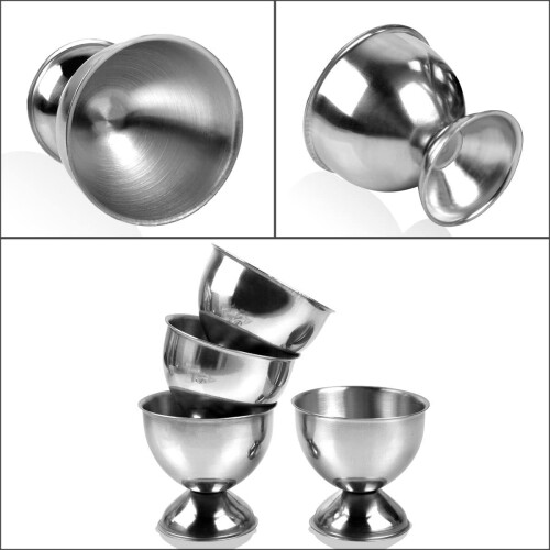 Egg Cup Set Egg Holders for Soft Hard Boiled Eggs with 4 Stainless Steel Egg Cups 4 Egg Spoons 2