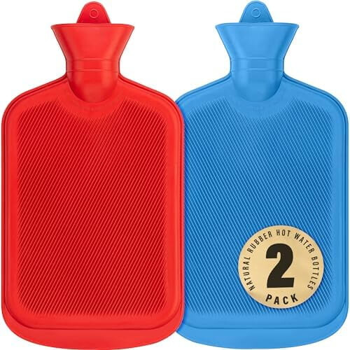 2-pack varmvattenflaskor i naturgummi, 2 liter