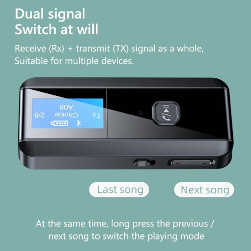 Bluetooth 5.0 2 az 1-ben TX/RX adapter kijelzővel 1