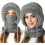 Conjunto feminino de gorro de tricô, cachecol e máscara 1