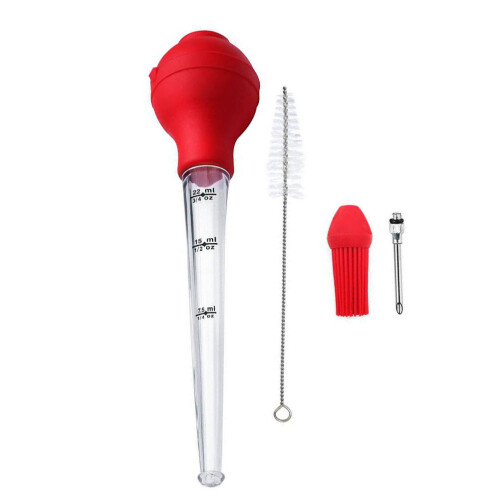 3Set Dosatore Olio E Spezie Rosso in Silicone, Per Cucina E Grigliate