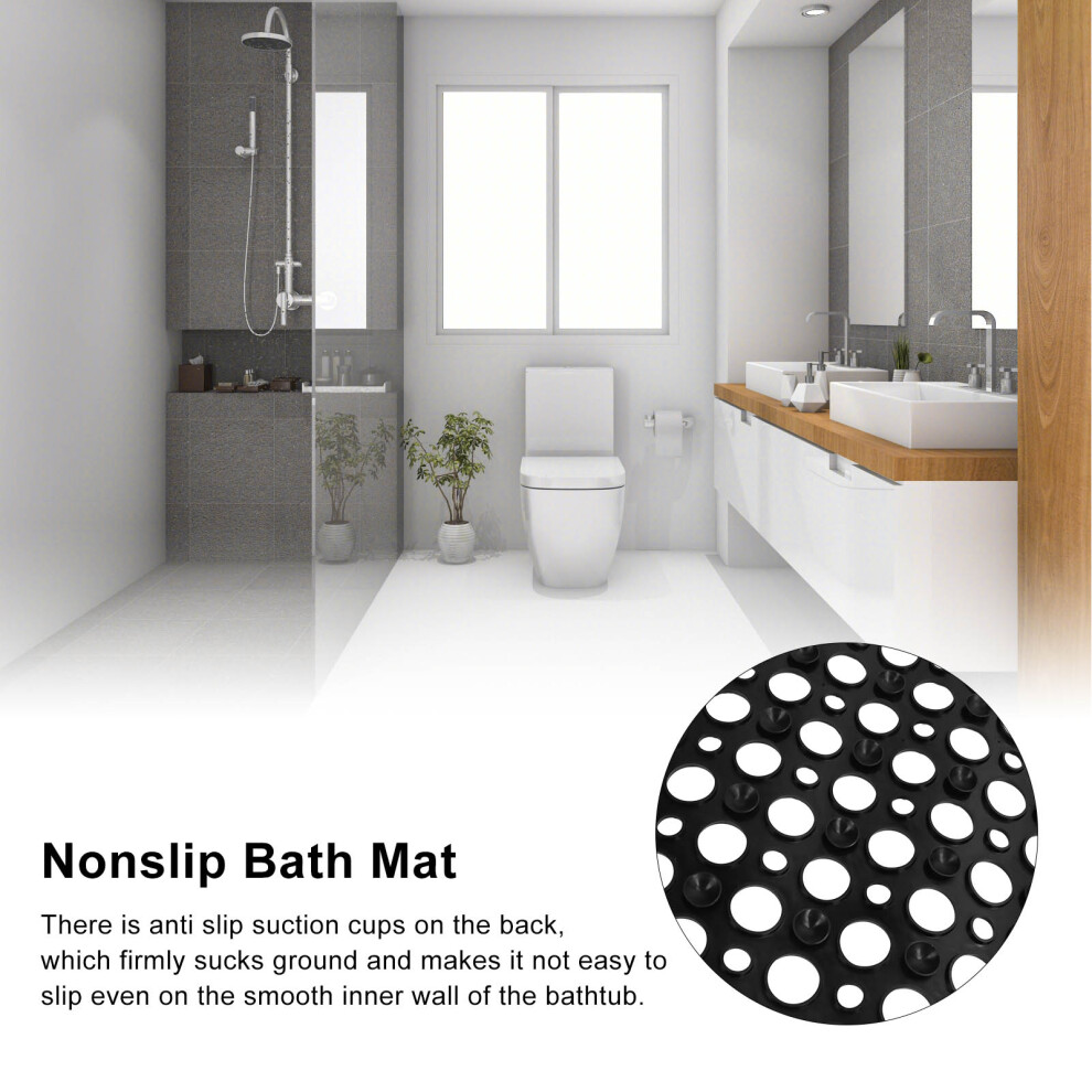 Black Tpe Bath Mat 29X16 Non Slip Suction