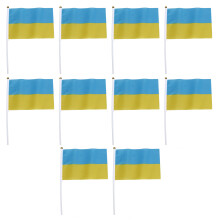 Ensemble de 10 drapeaux portables ukrainiens en polyester 21 x 14 cm