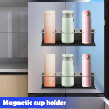 3-Slot Magnetic Bottle Organizer for Fridge Door – Carbon Steel, Rust-Proof Magnets, Space-Saving Mug & Bottle Storage