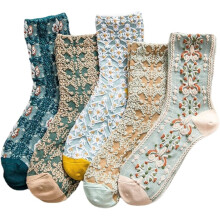 Șosete brodate cu motive florale pentru femei, pachet de 5