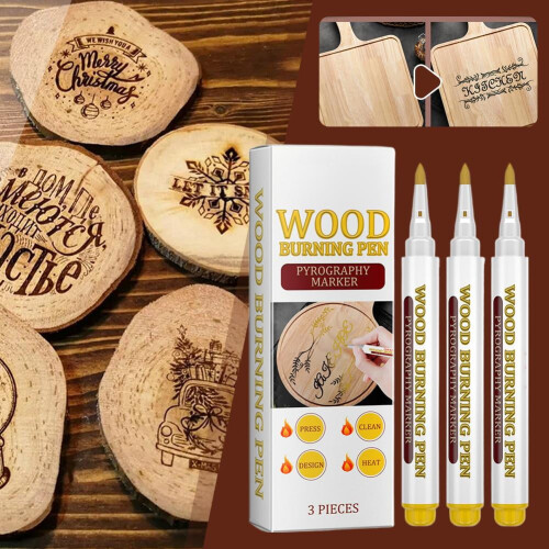 Kit de marqueurs pour pyrogravure avec 3 pochoirs