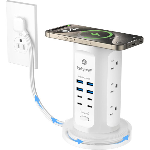 Πολύπριζο Tower με 9 πρίζες AC και 8 θύρες USB