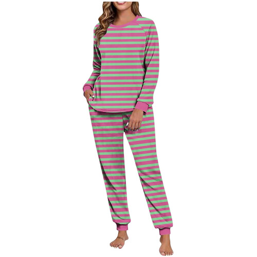 Dame vinterpyjamassæt med dobbelt fleece-print og raglan-print