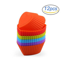 Silikon-Kuchenformen, runde und herzförmige Cupcake-Formen, 12-teiliges Set