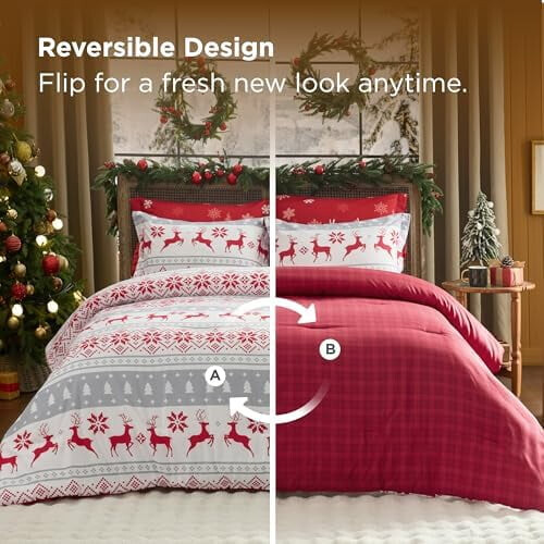 Christmas Queen Reversible Comforter Set 5-Pc 1