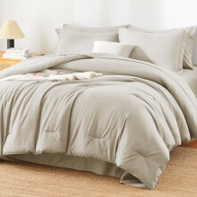 Beige Comforter Set Soft Lightweight 7-Piece