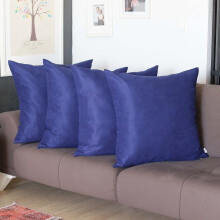 Marineblauwe effen sierkussenhoes 22x22 inch, set van 4