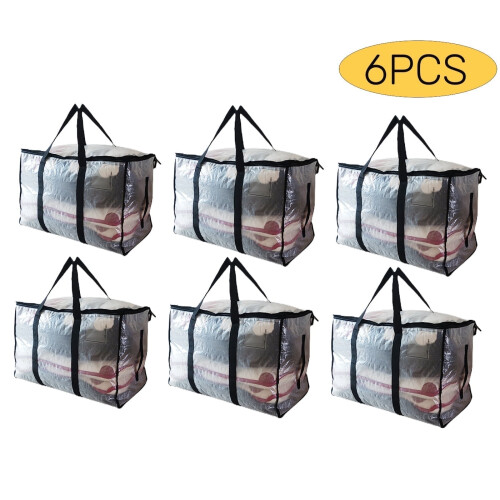 Schwerlast-Umzugssäcke, extra groß, transparent, 6er-Set