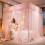 Lace Bed Canopy with Mesh Netting and Embroidery Ruffles 4