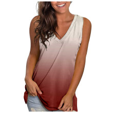 Débardeurs femme dégradés, été, coupe ample, col V, coupe slim, T-shirts sans manches, camisoles de plage pour les vacances