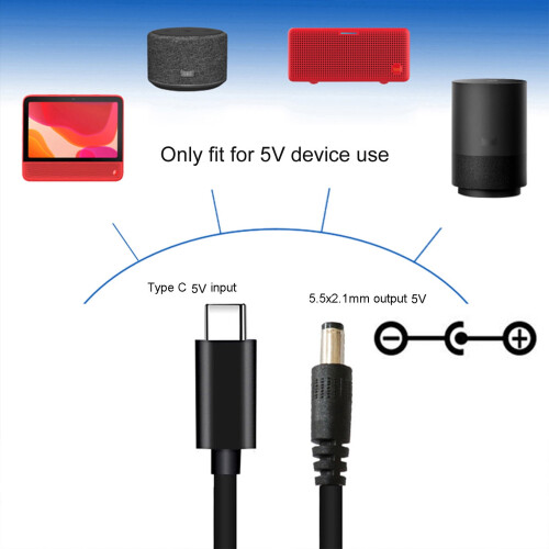 Καλώδιο τροφοδοσίας USB C Type-C σε DC 5.5x2.1mm με βαρέλι 5V για οθόνη LCD και ραδιόφωνο 1