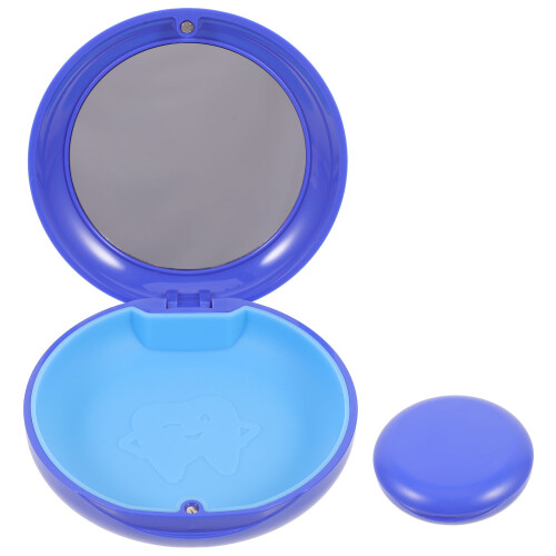 3Pcs Blue Retainer Storage Box Compact Portable Denture Keeper