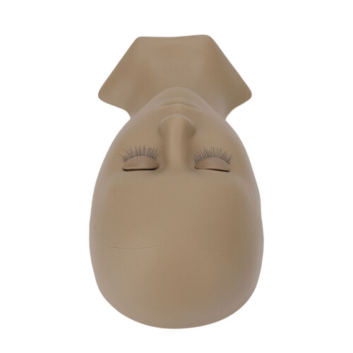 High Simulation Elastic Silicone Makeup Mannequin Head for Eyelash Practice - Brown/Pink 2