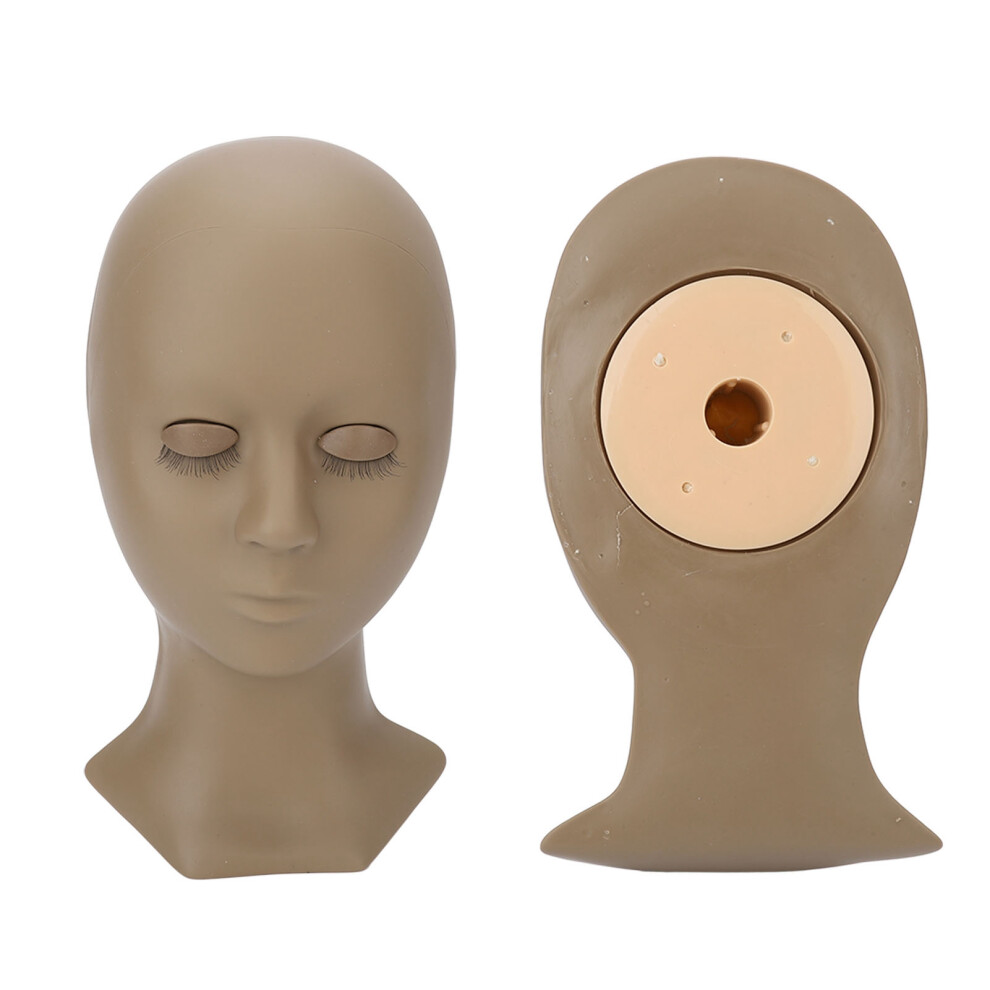 Brown/Pink High Simulation Elastic Silicone Makeup Mannequin Head For Eyelash Practice