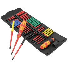 Destornillador portabits Wera 05006617001 VDE 26 piezas en cruz Phillips, tornillos Pozidriv, TORX, de 6 caras interiores, tornillos