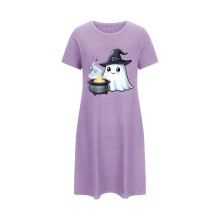 Camisón de Halloween para mujer de tallas grandes con estampado de fantasmas, manga corta, cómodo, disponible en tallas 3XL-5XL. Varios colores