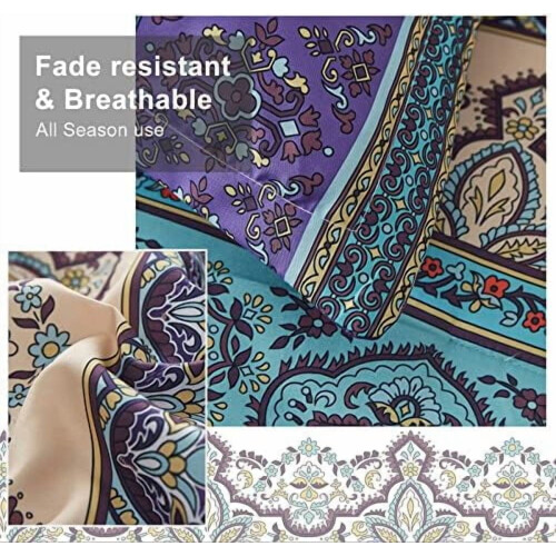 Boho 8-Piece Comforter Set Full Size Aqua Purple Microfiber 2