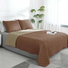 Reversible Quilt Set Full/Queen 1 Quilt 2 Shams Brown Beige