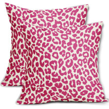 Fodere per cuscini rosa acceso con stampa leopardata, 45x45 cm, set da 2, fantasia ghepardo, per esterni/interni, chiusura con cerniera, compatibili
