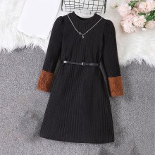 Mädchenkleid mit langen Ärmeln, Rüschen, lässiges Prinzessinnenkleid, Vintage-Stil, Festtagskleid, Herbst-Winter-A-Linien-Midikleid für 8-12