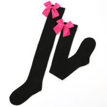 Mikilon girls over-the-knee socks solid color with bow 1