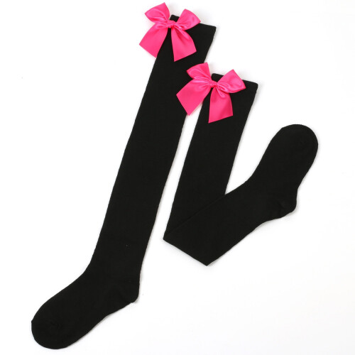 Mikilon girls over-the-knee socks solid color with bow 1