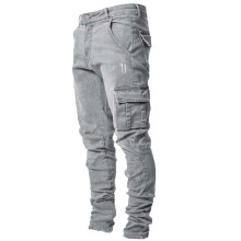 Men's Slim Jeans 7 Pockets Stretch Skinny Denim Pencil Pants Fashion Side Pockets Small Feet Tight Fitting Denim Pants Full Length Pants Jeans