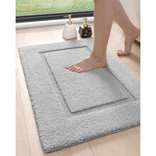 Waschbarer, rutschfester Badteppich (61 x 41 cm), saugfähig, schnelltrocknend, mit Gummirückseite, ultraweicher Plüschteppich für die Badewanne