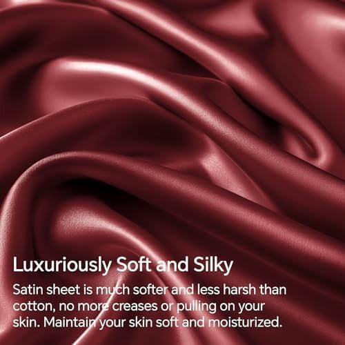 Ensemble de draps en satin bordeaux pour lit Queen (4 pièces) 2