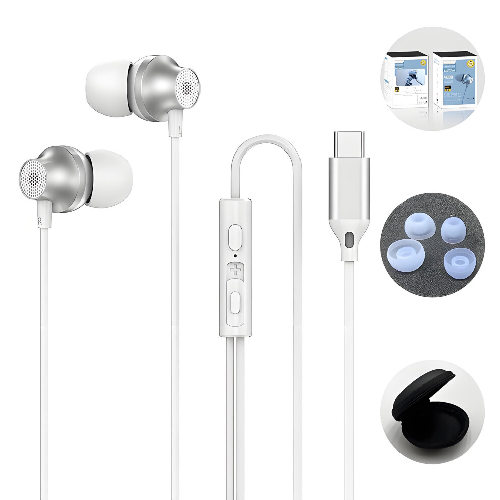 Usb-C Wired Earbuds With Mic And Noise Cancellation, White 913466062379