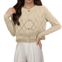 Damen-Strickcardigan, hellgelb, mittelschwer