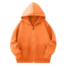 Unisex hettegenser for barn, ensfarget lett yttertøy med lommer, snøring/glidelås, fritidsgenser med lange ermer, 4-14 år (oransje, 4-5 år)