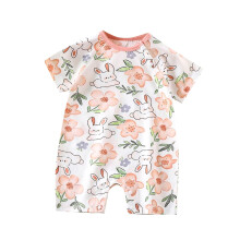 Baby Onesies,Newborn Onesies Boy,Summer Short Sleeve Thin Cotton Newborn Clothes Baby Jumpsuit Cute Print Clothes for Boys Girls Pink 2-4 Months