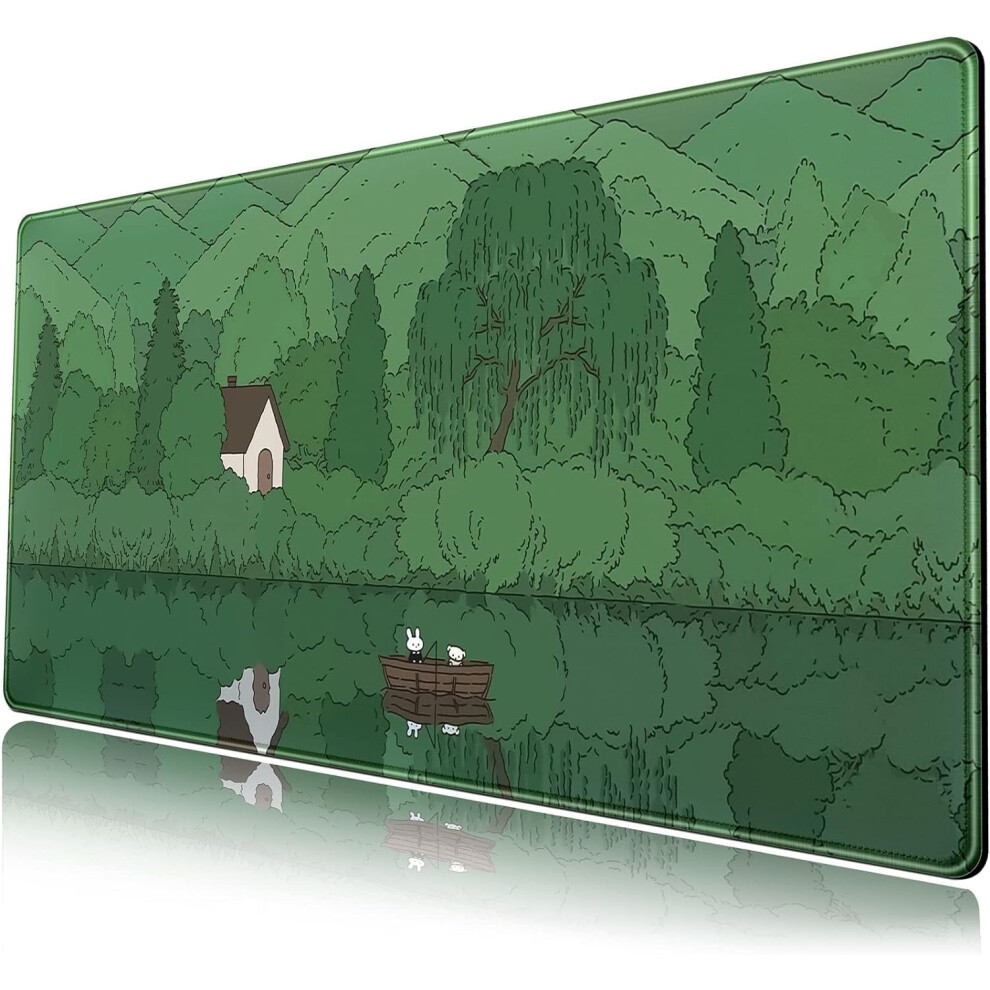 Anime Desk Mat Xxl 31.5X15.7 Inches Bear Bunny Design Green 9193271392286