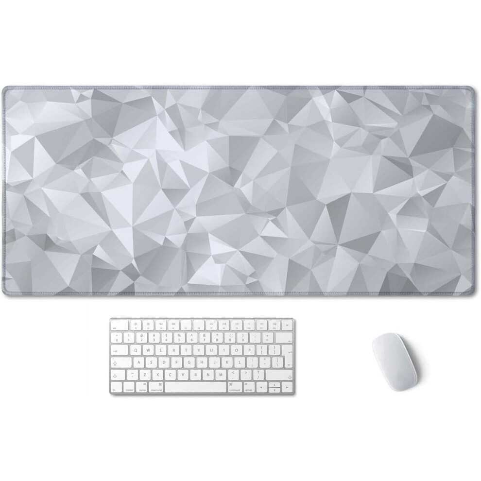Xxl Gaming Mouse Pad 35.5"X15.7", Waterproof, Non-Slip, Stitched Edges, Compatible With All Mice Â Triangular Abstract Gray 9110895575086