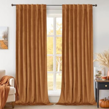 Burnt Orange Velvet Curtains 52x84 Inch 2 Panels Blackout