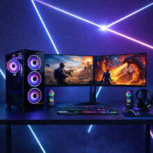 Fast Gaming PC Dual Bundle i5 16GB Ram 1TB+128GB SSD GTX1050 4GB 2X22" Monitors
