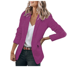Lässige Blazer-Jacken für Damen, offener Business-Anzug für Büro und Freizeit mit Tasche
